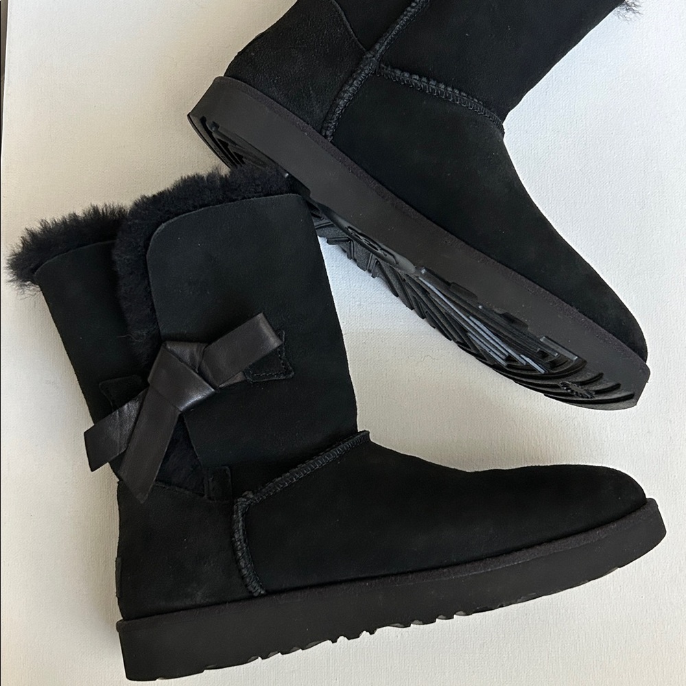 UGG Black Fur-Trimmed Winter Boots